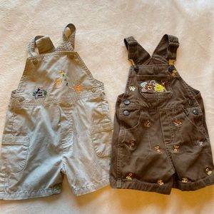 Two Pairs of Animal Shorts Overalls